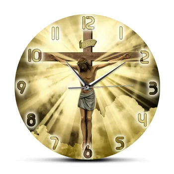 Jėzus Kristus Ant Kryžiaus Didįjį Penktadienį Kalvarijos Sieninis Laikrodis Krikščionių Dvasinio Dievo Malda Tyli Sieninis Laikrodis Biblija, Tikėjimas Namų Dekoro