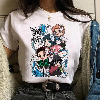 Vyrų, Moterų, T-marškinėliai, Topai Kawaii Demon Slayer Marškinėlius Kimetsu Nr. Yaiba marškinėliai trumpomis Rankovėmis Tees