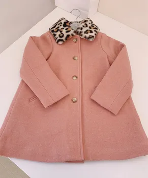 Mergaičių paltai Rausvos spalvos, saldus aukštos kokybės kašmyro mišinys Vilnoniai paltai vaikiški drabužiai