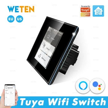 Tuya Wifi Smart Wall Šviesos Jungiklis LCD Ekranas Touch Panel Energijos Monitorius, Smart Gyvenimo App Parama Namų Asistentas Alexa 