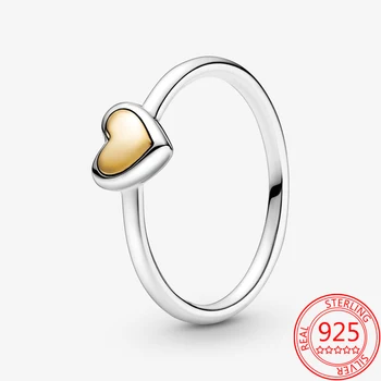 Klasikinis 925 Sterlingas Sidabro Žiedas Dome Aukso Žiedas Širdelės Formos Vestuvinį Žiedą, Moterims Pareiškimą, Bižuterijos
