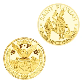 Saint Florian Patrona Ugniagesių Auksą, Padengtą Kolekcines, Suvenyrų Monetų Kolekciją Proginę Monetą Iššūkis Monetos