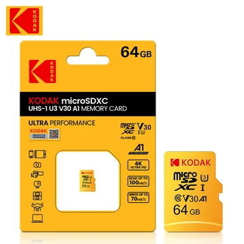 10vnt Kodak Geriausios kainos U3 micro sd kortelę 64GB 128 GB SDXC/SDHC class 10 Flash Atminties Kortelė micro sd 64gb kortele Nemokamas pristatymas