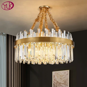 YOULAIKE aukso krištolo sietynas už kambarį prabangos, šiuolaikinio namų dekoro cristal lempos apvalios miegamasis led pakabinti šviesos šviestuvas