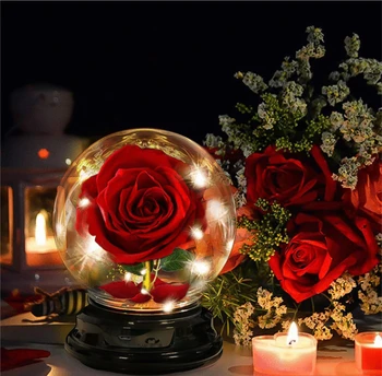2 LED Režimas Lighte Eternal Rose Konservuoti Gėlių Stiklo Kupolas Motinos Diena Gimtadienio Dovana Mergaitėms Vestuves Namų Dekoro
