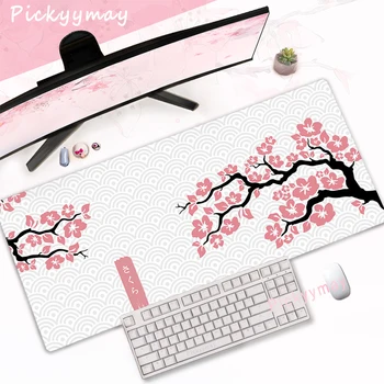 Rožinė Sakura Didelių biurų Pelės Kilimėlis Kilimėlis Cherry Blossom Mousepads 900x400 Gumos Klaviatūros Kilimėliai Dizaino Pelės Mygtukai Fiksavimo Krašto