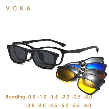 VCKA 6 1 Skaitymo Akiniai Poliarizuoti Akiniai nuo saulės Vyrams, Moterims, Magnetinio Įrašo Apie TR90 Optinis Receptinių Akinių Rėmelių Akiniai