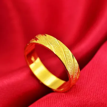 Žalvario 24K Aukso Žiedas Porų Matinio Ruoželiniu Drožyba Mens Moteriški Žiedai Mados Kasdien Dėvėti Papuošalai Unisex