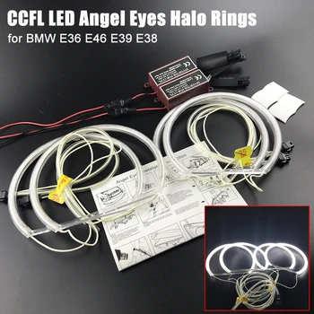 4PCS 131mm CCFL LED Angel Eyes Halo Žiedai Balti Apšvietimo Žibintų Lempos Apdaila, Žibintai, Apdailos Juostą BMW E36 E46 E38 E39