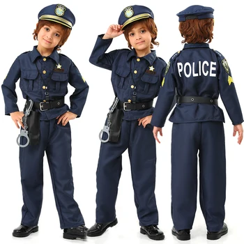 Berniukai Policininkai Kostiumai Vaikams Cosplay Vaikams Armijos, Policijos Uniformą Drabužių Rinkinys ilgomis Rankovėmis policininkai fancy dress bet kokio dydžio