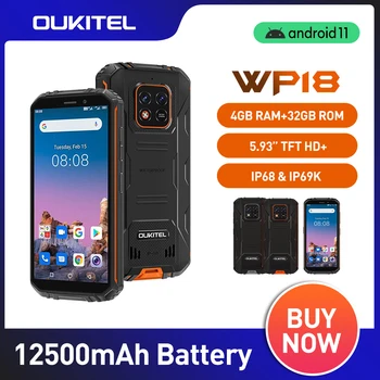 OUKITEL WP18 Išmanųjį telefoną Patikima Išmanųjį telefoną 12500mAh 4GB+32GB Android 11 5.93