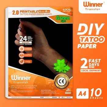 WinnerTransfer -50%Spausdinimui Laikinos Tatuiruotės Perdavimo Tatuiruotė Popieriaus Šviesos Žalios Odos Tatuiruotė Spausdinimo Popieriaus Rašalinis ar Lazerinis
