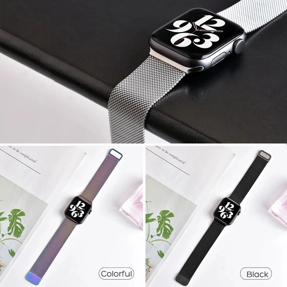 Dirželis Apple watch Band 44mm 40mm 45mm 41mm 38mm 42mm 44 mm Accessories Milano Linijos Metalo apyrankė iWatch 