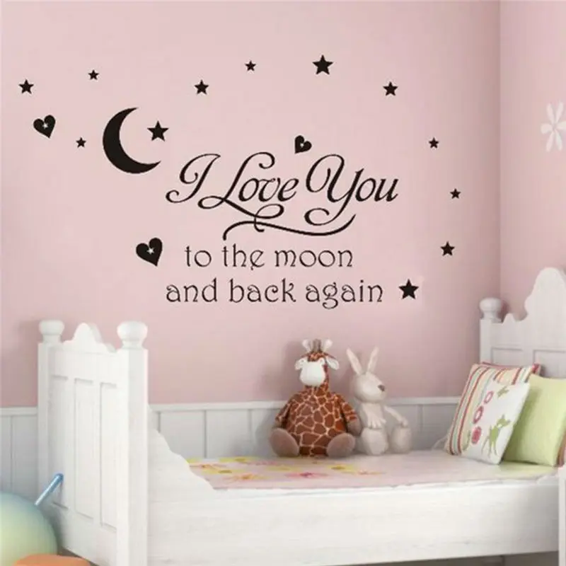 aš tave myliu iki mėnulio ir atgal citatos sienos lipdukai dekoratyviniai lipdukai mergaičių kambario nuimamas vinilo plakatai namų meno 8116. Nuotrauka 0